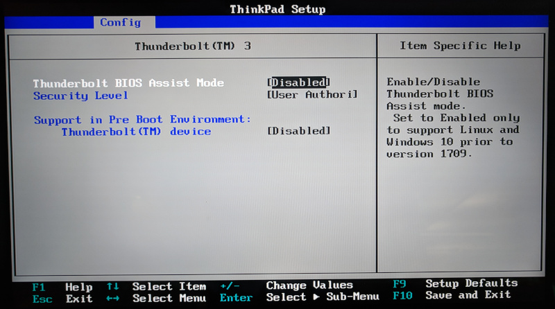 Lenovo BIOS Thunderbolt Auto Assist